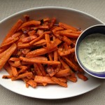 Baked Parmesan Carrot Fries w/ Chilled Cilantro Dipping Sauce