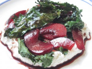 Grilled Kale Salad w/ Ricotta and Plums