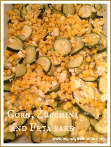 Corn, Zucchini and Feta Bake