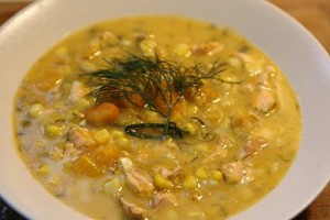 Salmon Butternut Squash Corn Chowder