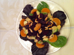 Roasted Beets, Avocado and Mesclun Salad