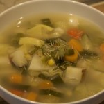 Spring Vegetable Soup with Garlic Broth