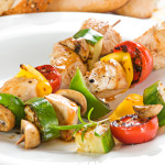 Lemon Scallion Chicken and Vegetable Kabobs