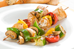 Lemon Scallion Chicken and Vegetable Kabobs