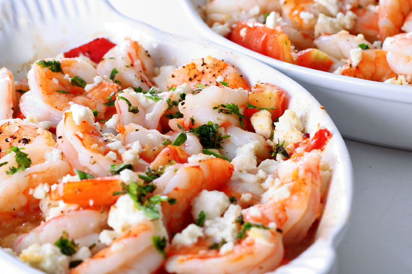 roasted shrimp with tomatoes and feta cheese